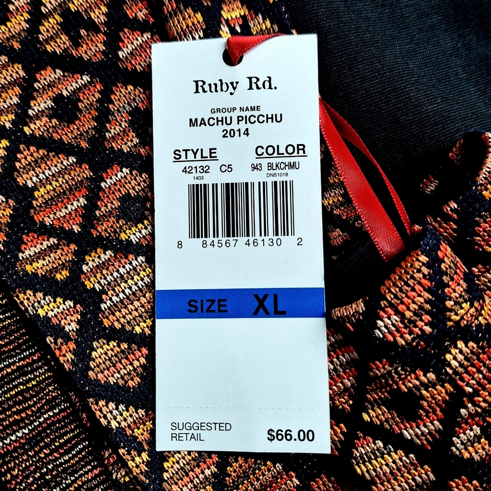 Vintage Ruby Rd. "MACHU PICCHU 2014" Open Front Cardigan, Size Xl, Style#42132C5 - Picture 2 of 11